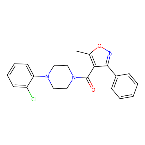 Methanone, [4-(2-chlorophenyl)-1-piperazinyl](5-methyl-3-phenyl-4-isoxazolyl)- structure