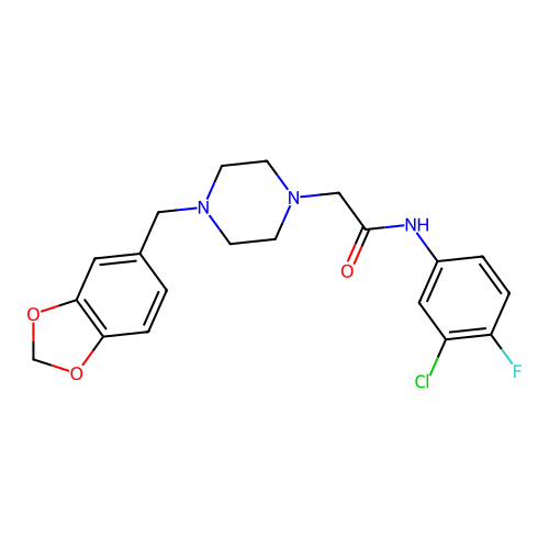 2-{4-[(2H-1,3-benzodioxol-5-yl)methyl]piperazin-1-yl}-N-(3-chloro-4-fluorophenyl)acetamide structure