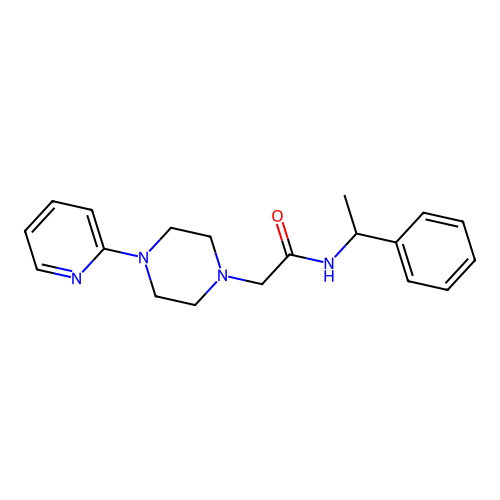 N-(1-phenylethyl)-2-(4-pyridin-2-ylpiperazin-1-yl)acetamide structure