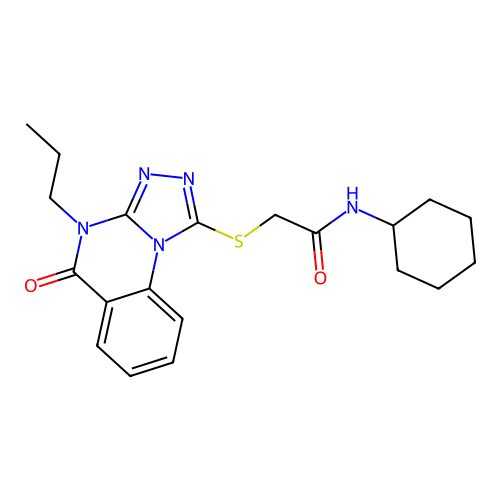 N-cyclohexyl-2-({5-oxo-4-propyl-4H,5H-[1,2,4]triazolo[4,3-a]quinazolin-1-yl}sulfanyl)acetamide structure