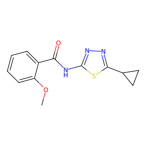 N-(5-cyclopropyl-1,3,4-thiadiazol-2-yl)-2-methoxybenzamide structure