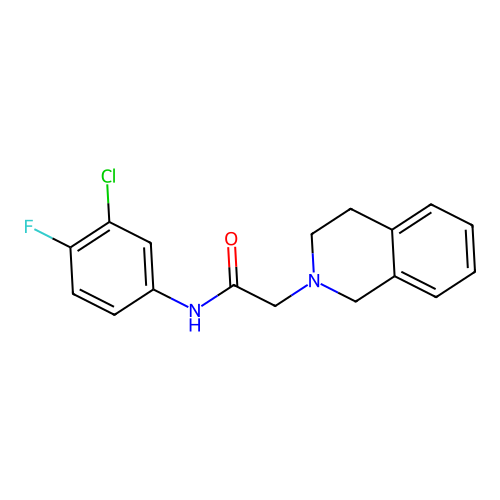 N-(3-chloro-4-fluorophenyl)-2-(3,4-dihydroisoquinolin-2(1H)-yl)acetamide structure