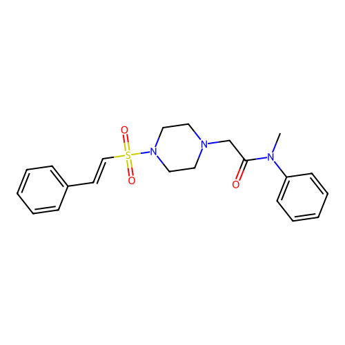 N-methyl-N-phenyl-2-[4-[(E)-2-phenylethenyl]sulfonylpiperazin-1-yl]acetamide structure