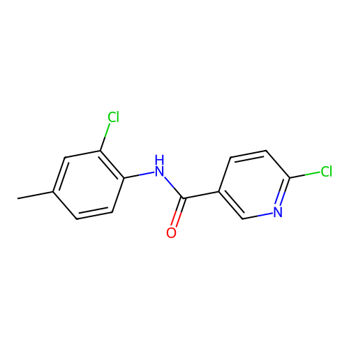 6-chloro-N-(2-chloro-4-methylphenyl)pyridine-3-carboxamide structure