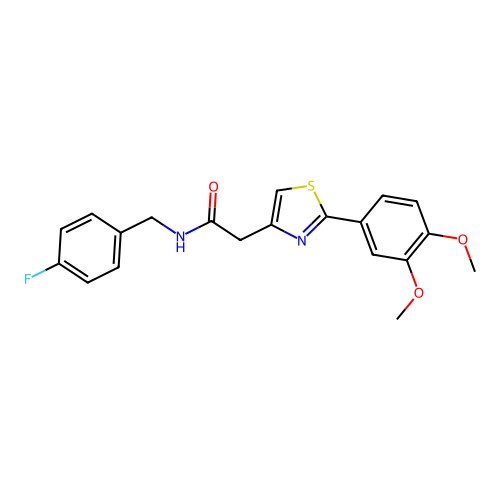 2-[2-(3,4-dimethoxyphenyl)-1,3-thiazol-4-yl]-N-(4-fluorobenzyl)acetamide structure