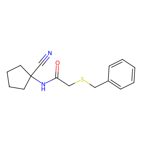 2-(benzylsulfanyl)-N-(1-cyanocyclopentyl)acetamide structure