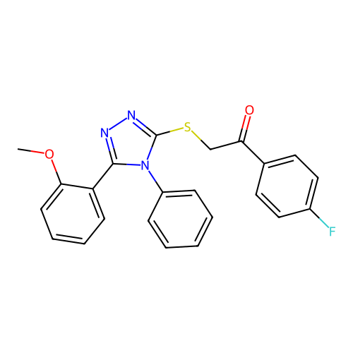 1-(4-fluorophenyl)-2-[[5-(2-methoxyphenyl)-4-phenyl-1,2,4-triazol-3-yl]sulfanyl]ethanone structure