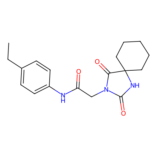 2-(2,4-dioxo-1,3-diazaspiro[4.5]dec-3-yl)-N-(4-ethylphenyl)acetamide structure