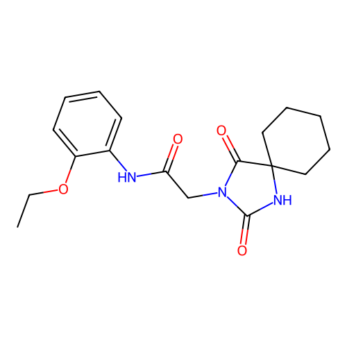 2-(2,4-dioxo-1,3-diazaspiro[4.5]dec-3-yl)-N-(2-ethoxyphenyl)acetamide structure