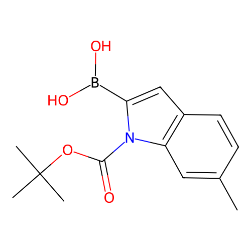 6-Methyl-1H-indole-2-boronic acid, N-BOC protected structure
