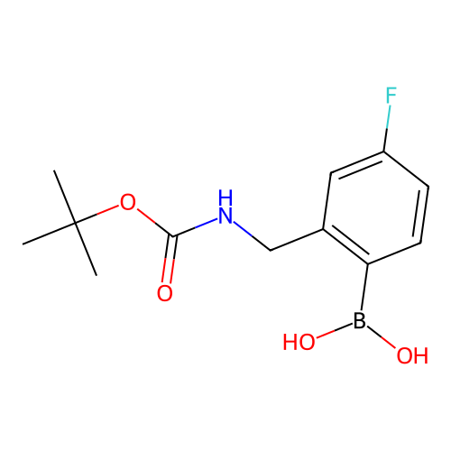 2-(Aminomethyl)-4-fluorobenzeneboronic acid, N-BOC protected structure