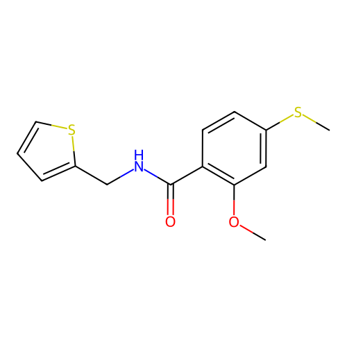 2-methoxy-4-(methylthio)-N-(2-thienylmethyl)benzamide structure