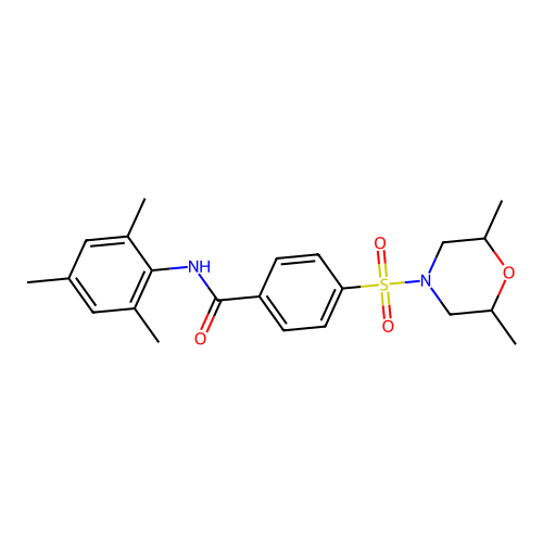 4-(2,6-dimethylmorpholin-4-yl)sulfonyl-N-(2,4,6-trimethylphenyl)benzamide structure
