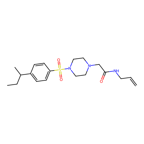 2-[4-(4-butan-2-ylphenyl)sulfonylpiperazin-1-yl]-N-prop-2-enylacetamide structure