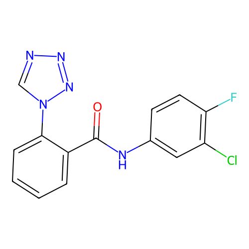 N-(3-chloro-4-fluorophenyl)-2-(1H-tetrazol-1-yl)benzamide structure