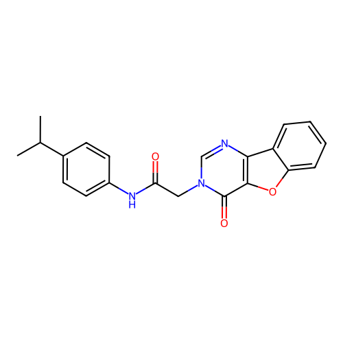 2-(4-oxo-[1]benzofuro[3,2-d]pyrimidin-3-yl)-N-(4-propan-2-ylphenyl)acetamide structure