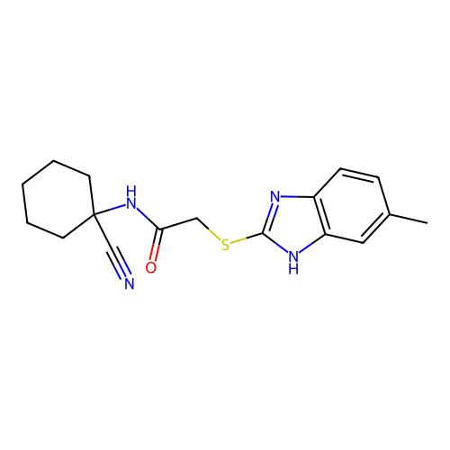 N-(1-cyanocyclohexyl)-2-[(5-methyl-1H-1,3-benzodiazol-2-yl)sulfanyl]acetamide structure