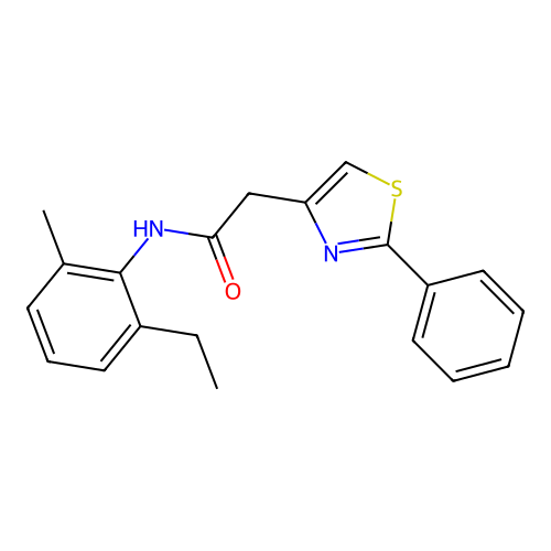 N-(2-ethyl-6-methylphenyl)-2-(2-phenyl-1,3-thiazol-4-yl)acetamide structure