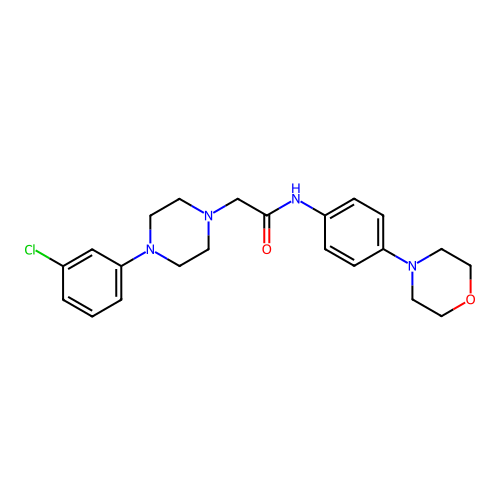 2-[4-(3-chlorophenyl)piperazino]-N-(4-morpholinophenyl)acetamide structure