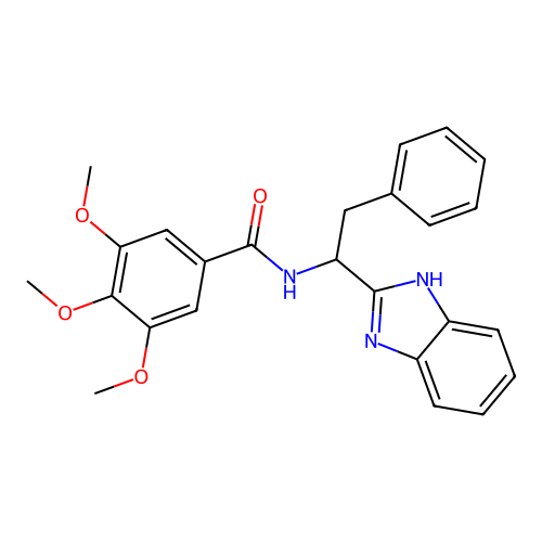 N-[1-(1H-benzimidazol-2-yl)-2-phenylethyl]-3,4,5-trimethoxybenzamide structure