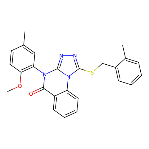 4-(2-Methoxy-5-methylphenyl)-1-[[(2-methylphenyl)methyl]thio][1,2,4]triazolo[4,3-a]quinazolin-5(4H)-one structure