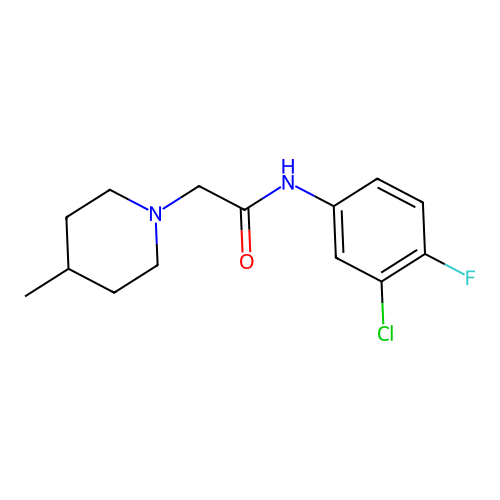 N-(3-chloro-4-fluorophenyl)-2-(4-methylpiperidin-1-yl)acetamide structure