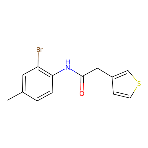N-(2-bromo-4-methylphenyl)-2-(thiophen-3-yl)acetamide structure