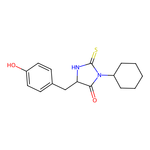3-Cyclohexyl-5-(4-hydroxybenzyl)-2-thioxoimidazolidin-4-one structure