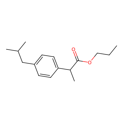 Propyl 2-[4-(2-methylpropyl)phenyl]propanoate structure