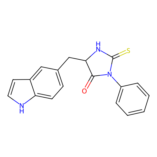 5-(1H-Indol-5-ylmethyl)-3-phenyl-2-thioxo-imidazolidin-4-one structure
