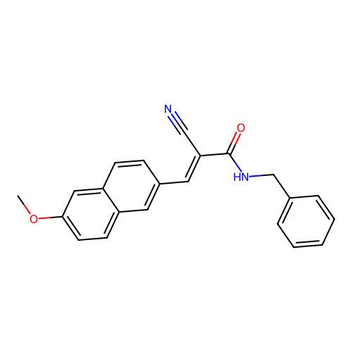 N-benzyl-2-cyano-3-(6-methoxynaphthalen-2-yl)prop-2-enamide structure