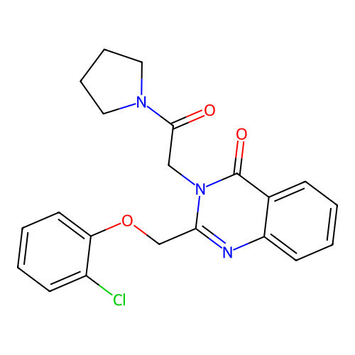 Pyrrolidine, 1-((2-((2-chlorophenoxy)methyl)-4-oxo-3(4H)-quinazolinyl)acetyl)- structure