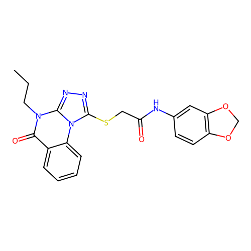 N-(2H-1,3-benzodioxol-5-yl)-2-({5-oxo-4-propyl-4H,5H-[1,2,4]triazolo[4,3-a]quinazolin-1-yl}sulfanyl)acetamide structure