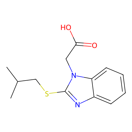 (2-Isobutylsulfanyl-benzoimidazol-1-yl)-acetic acid structure