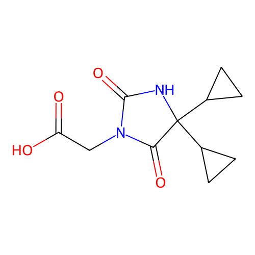 2-(4,4-Dicyclopropyl-2,5-dioxoimidazolidin-1-yl)acetic acid structure