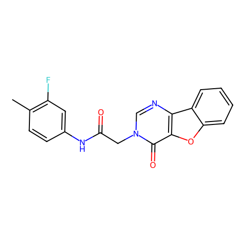 N-(3-fluoro-4-methylphenyl)-2-(4-oxo-[1]benzofuro[3,2-d]pyrimidin-3-yl)acetamide structure