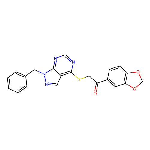 1-(1,3-benzodioxol-5-yl)-2-(1-benzylpyrazolo[3,4-d]pyrimidin-4-yl)sulfanylethanone structure