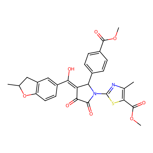 methyl 2-(3-hydroxy-5-(4-(methoxycarbonyl)phenyl)-4-(2-methyl-2,3-dihydrobenzofuran-5-carbonyl)-2-oxo-2,5-dihydro-1H-pyrrol-1-yl)-4-methylthiazole-5-carboxylate structure