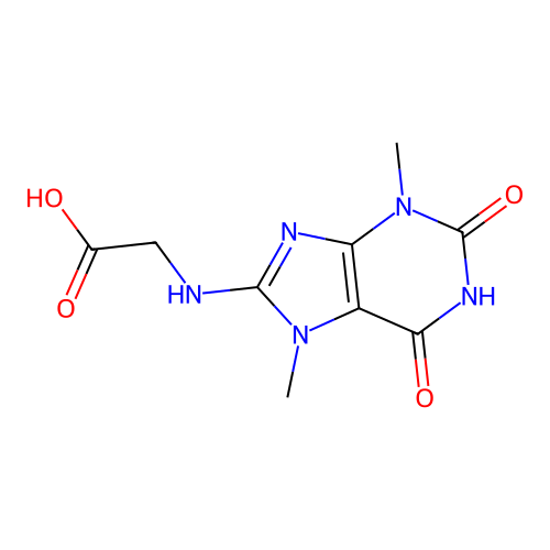 2-((3,7-dimethyl-2,6-dioxo-2,3,6,7-tetrahydro-1H-purin-8-yl)amino)acetic acid structure
