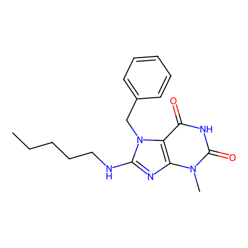 7-benzyl-3-methyl-8-(pentylamino)-1H-purine-2,6(3H,7H)-dione structure