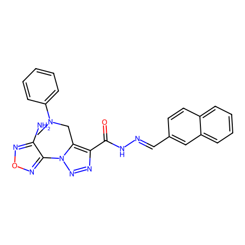(E)-1-(4-amino-1,2,5-oxadiazol-3-yl)-5-((methyl(phenyl)amino)methyl)-N'-(naphthalen-2-ylmethylene)-1H-1,2,3-triazole-4-carbohydrazide structure
