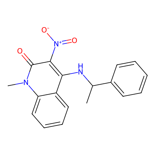 1-methyl-3-nitro-4-((1-phenylethyl)amino)quinolin-2(1H)-one structure
