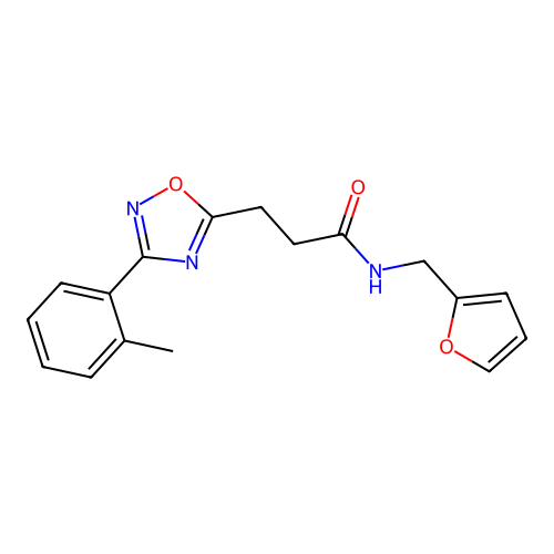 N-(furan-2-ylmethyl)-3-[3-(2-methylphenyl)-1,2,4-oxadiazol-5-yl]propanamide structure