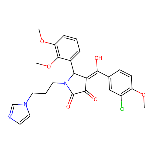 (4E)-4-[(3-chloro-4-methoxyphenyl)-hydroxymethylidene]-5-(2,3-dimethoxyphenyl)-1-(3-imidazol-1-ylpropyl)pyrrolidine-2,3-dione structure