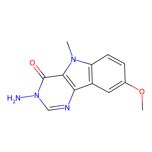 3-amino-8-methoxy-5-methyl-3,5-dihydro-4H-pyrimido[5,4-b]indol-4-one structure
