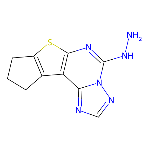 5-hydrazinyl-9,10-dihydro-8H-cyclopenta[4,5]thieno[3,2-e][1,2,4]triazolo[1,5-c]pyrimidine structure