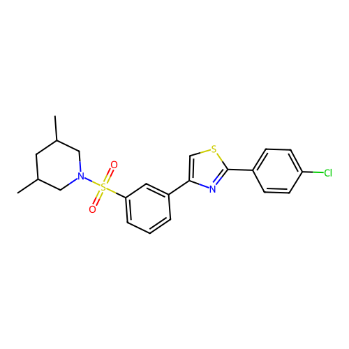 2-(4-Chlorophenyl)-4-{3-[(3,5-dimethylpiperidino)sulfonyl]phenyl}-1,3-thiazole structure