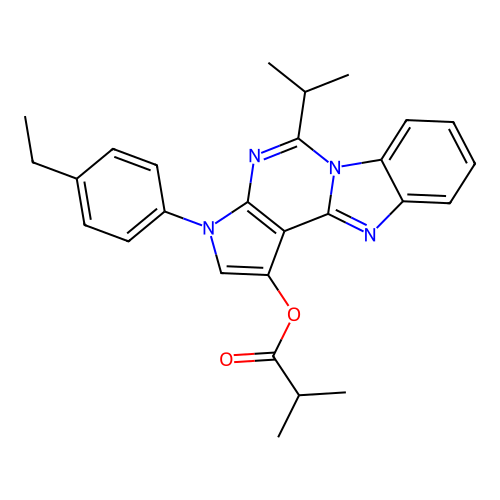 3-(4-ethylphenyl)-5-(propan-2-yl)-3H-pyrrolo[2',3':4,5]pyrimido[1,6-a]benzimidazol-1-yl 2-methylpropanoate structure
