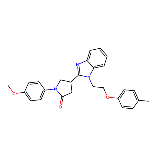 1-(4-methoxyphenyl)-4-(1-(2-(p-tolyloxy)ethyl)-1H-benzo[d]imidazol-2-yl)pyrrolidin-2-one structure