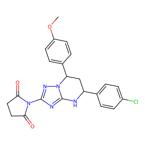 1-(5-(4-chlorophenyl)-7-(4-methoxyphenyl)-4,5,6,7-tetrahydro-[1,2,4]triazolo[1,5-a]pyrimidin-2-yl)pyrrolidine-2,5-dione structure